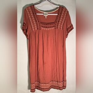 KNOX ROSE Women's Embroidered Rust Top  Zize XL made En China